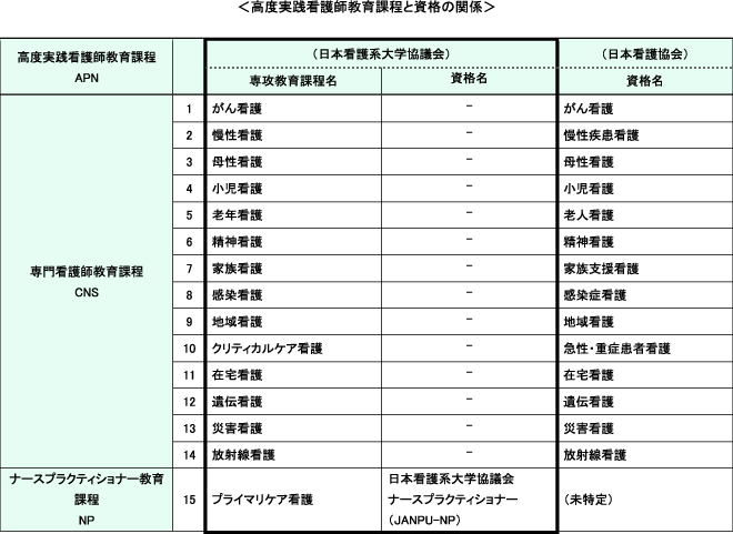 高度実践看護師教育課程と資格の関係